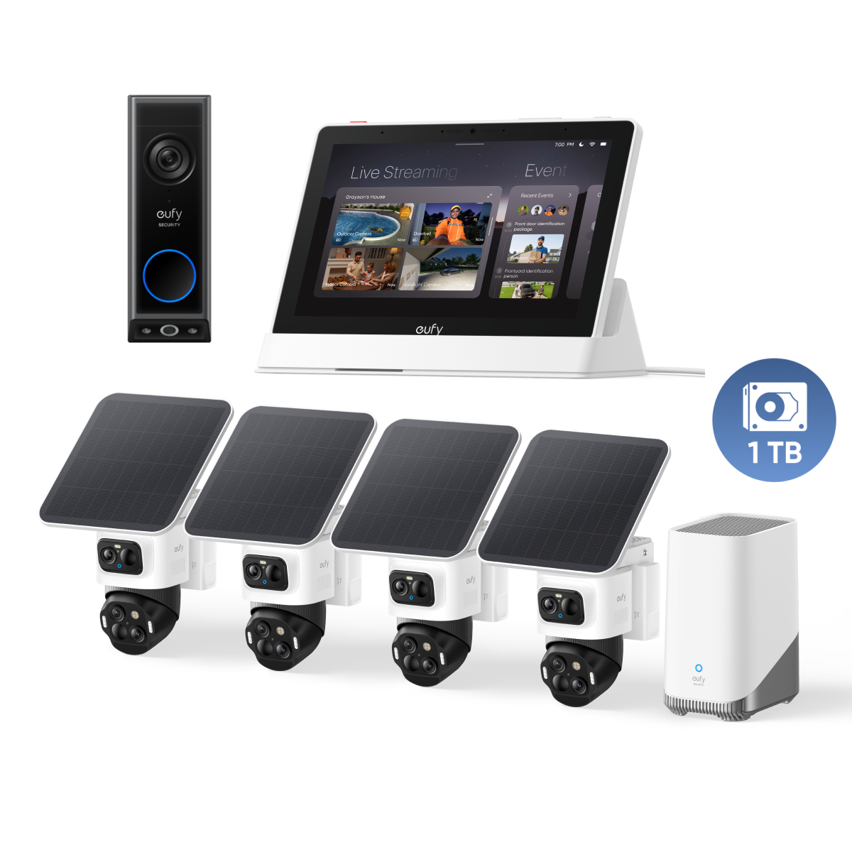 eufyCam S4 Kamera-Set und HomeBase™ 3, Türklingel E340 mit Smart Display