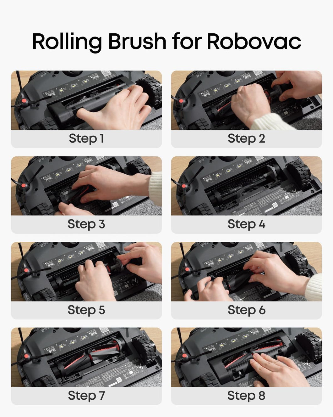 eufy Ersatzteil‑Set mit Rollbürste, Bürstenschutz, 2 Seitenbürsten, waschbarem Filter und 2 Wischtüchern für Omni Saugroboter E25/E28