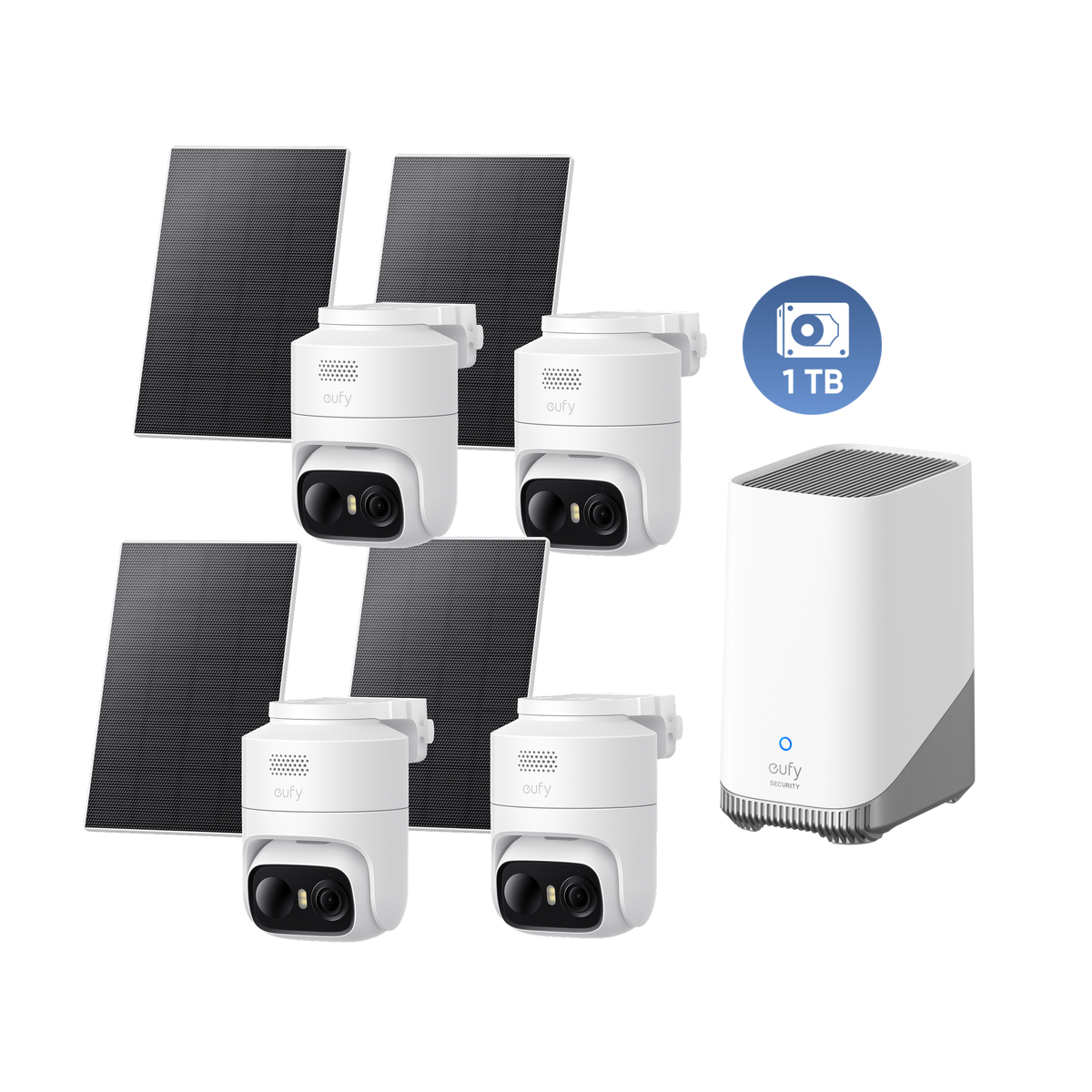 eufy Security eufyCam C37 (4er-Pack) mit HomeBase™ 3 und 1TB Festplatte