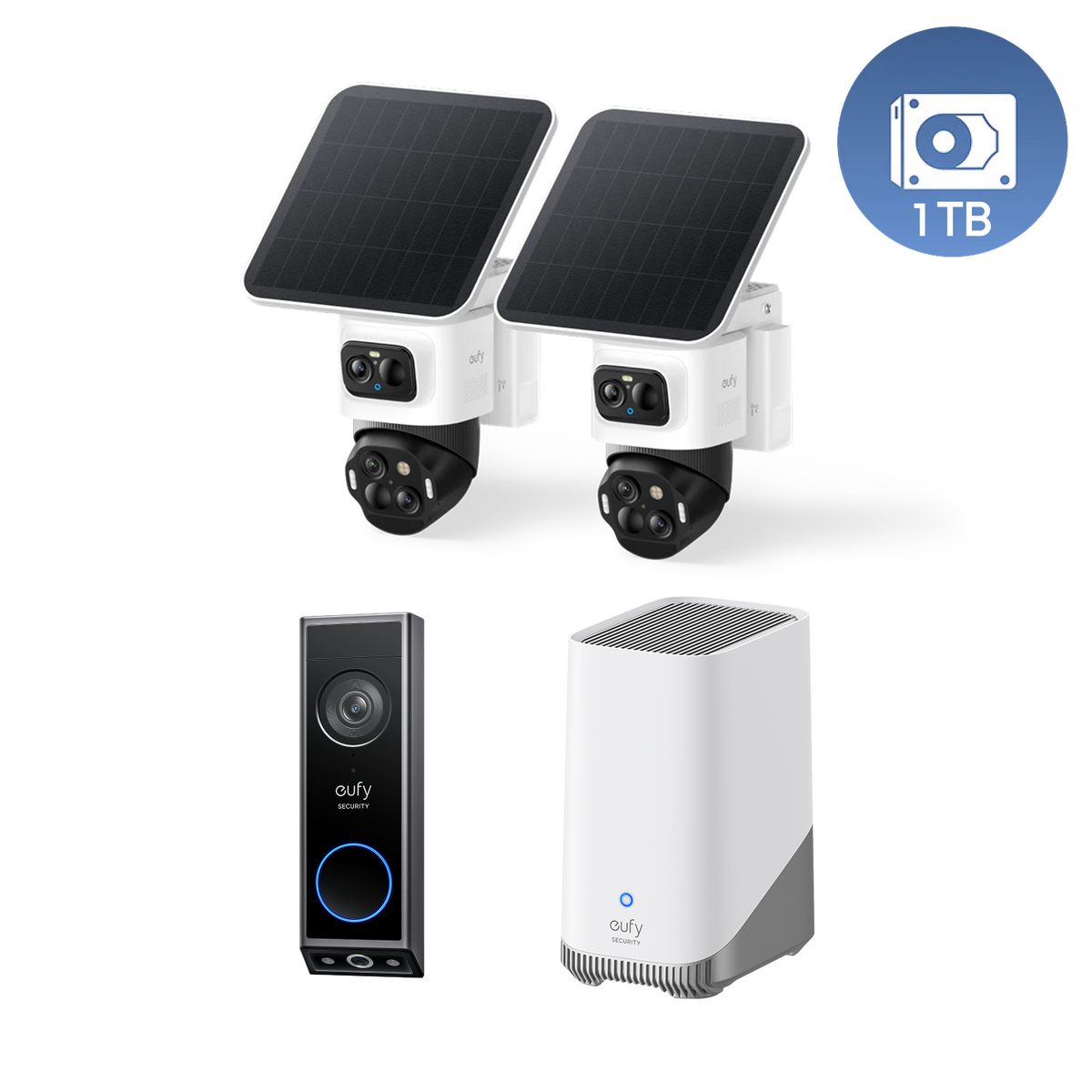 eufyCam S4 2-Kamera-Set + HomeBase™ 3 & Türklingel E340 mit 1TB