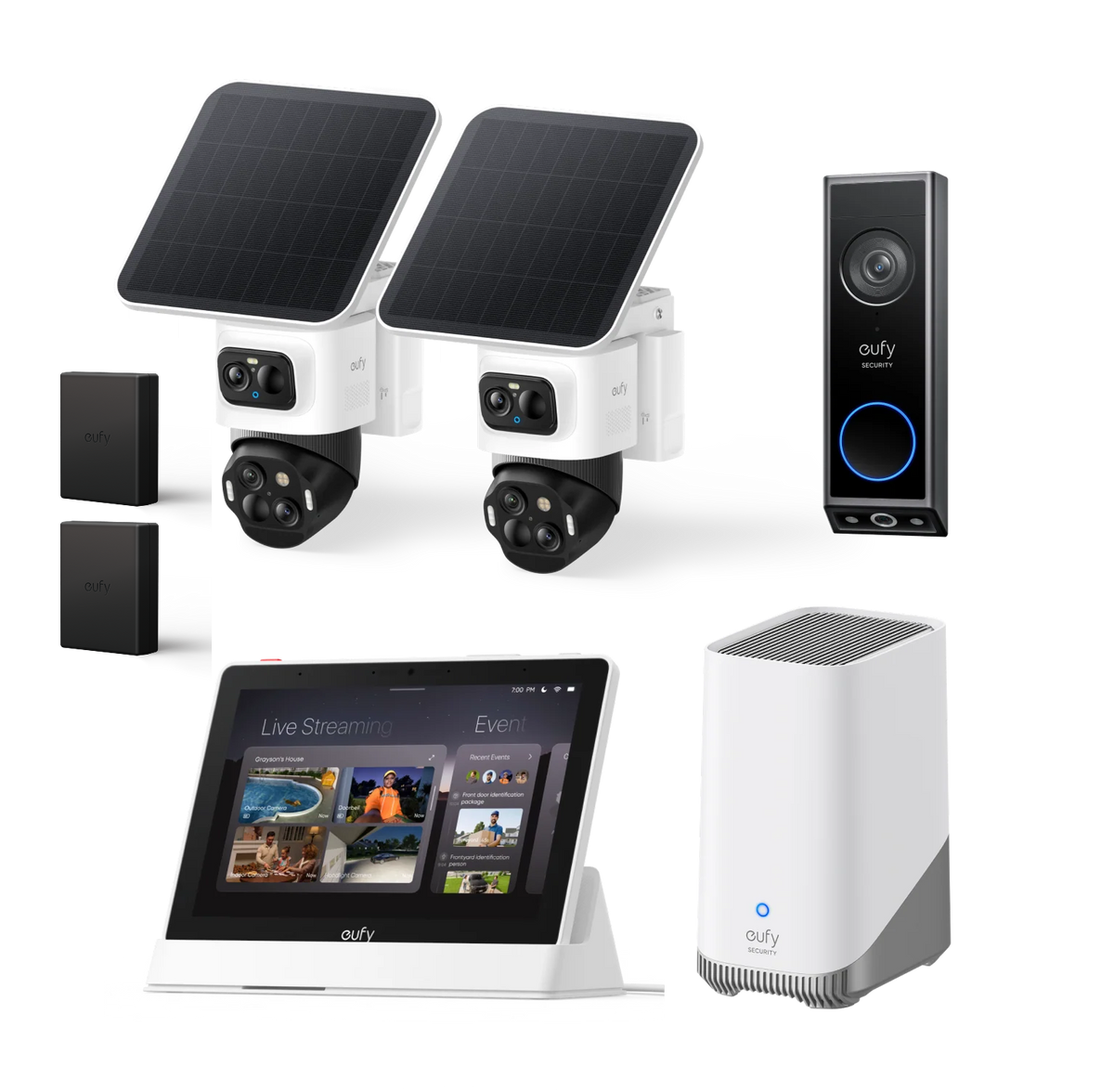 eufyCam S4 Kamera-Set und HomeBase™ 3, Türklingel E340 mit Smart Display mit Ersatzakku