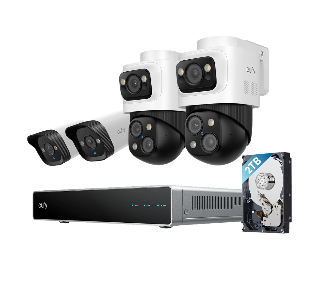 eufy PoE NVR Sicherheitssystem S4, 2× Bullet-PTZ-Kameras, 2x Bullet-Kameras